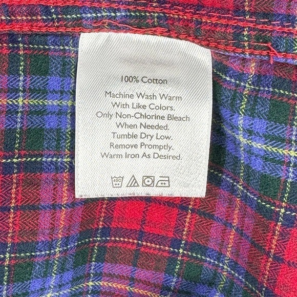 Eddie Bauer Shirt Cotton Red Blue Plaid Women's XL Long Sleeve Pockets Casual - Picture 5 of 8
